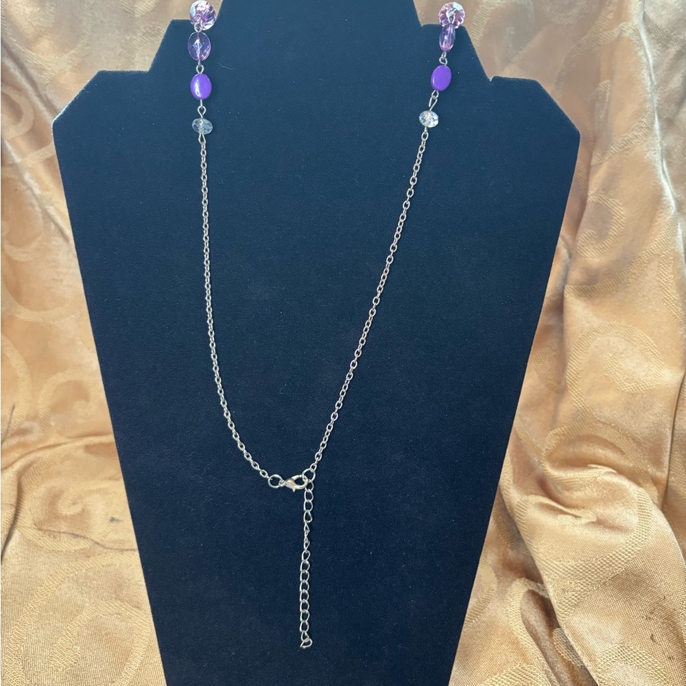 Vintage‎ Amethyst and Crystal Necklace - Picture 3 of 4